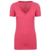 Next Level Women's Raspberry CVC Deep V Tee
