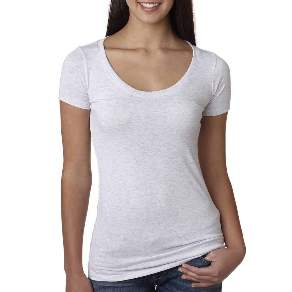 Next Level Women's Heather White Triblend Scoop Tee