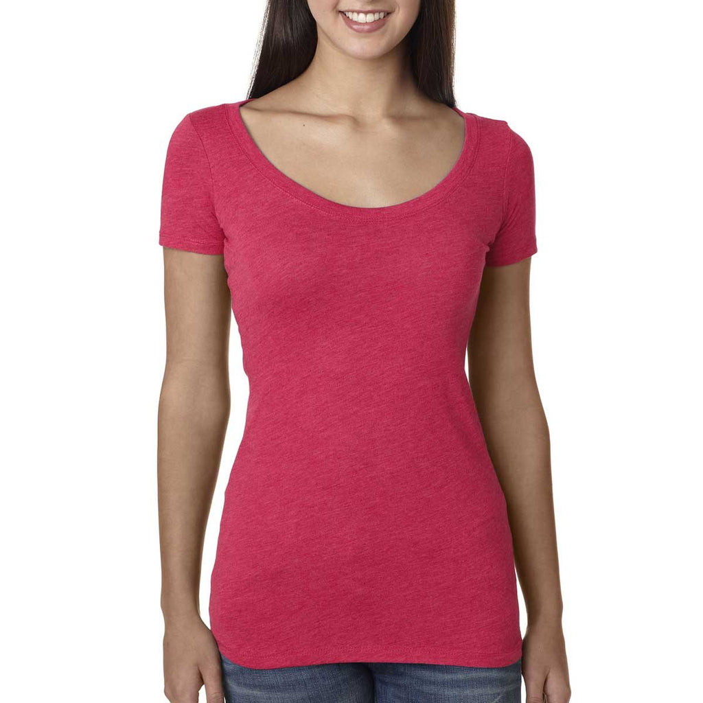 Next Level Women's Vintage Shocking Pink Triblend Scoop Tee