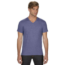 Anvil Men's Heather Blue Triblend V-Neck T-Shirt