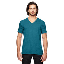 Anvil Men's Heather Galop Blue Triblend V-Neck T-Shirt