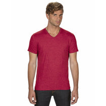 Anvil Men's Heather Red Triblend V-Neck T-Shirt