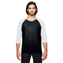 Anvil Men's Black/White Triblend 3/4-Sleeve Raglan T-Shirt