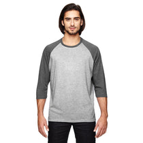 Anvil Men's Heather Grey/Heather Dark Grey Triblend 3/4-Sleeve Raglan T-Shirt