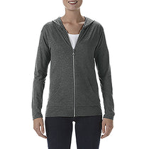 Anvil Women's Heather Dark Grey Tri-Blend Full Zip Jacket
