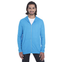 Anvil Men's Heather Caribbean Blue Tri-Blend Full Zip Jacket