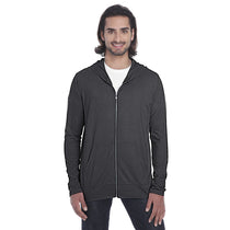 Anvil Men's Heather Dark Grey Tri-Blend Full Zip Jacket