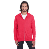 Anvil Men's Heather Red Tri-Blend Full Zip Jacket