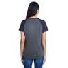 Anvil Women's Heather Grey/Heather Navy Tri-Blend Raglan T-Shirt