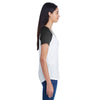 Anvil Women's White/Black Tri-Blend Raglan T-Shirt
