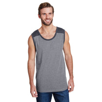 LAT Men's Granite Heather/Vintage Smoke Contrast Back Fine Jersey Tank Top