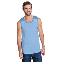 LAT Men's Light Blue/Indigo Contrast Back Fine Jersey Tank Top