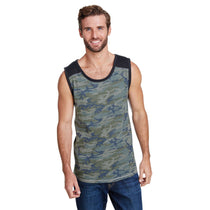 LAT Men's Vintage Camo/Black Contrast Back Fine Jersey Tank Top