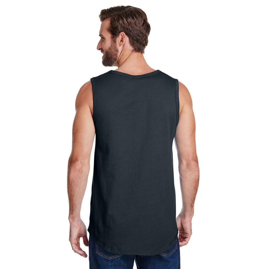 LAT Men's White/Black Contrast Back Fine Jersey Tank Top