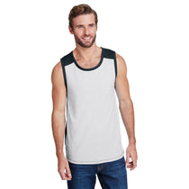 LAT Men's White/Black Contrast Back Fine Jersey Tank Top