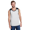 LAT Men's White/Black Contrast Back Fine Jersey Tank Top