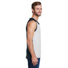 LAT Men's White/Black Contrast Back Fine Jersey Tank Top