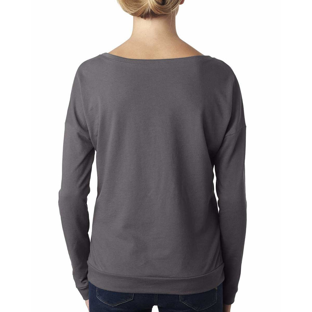 Next Level Women's Dark Grey Terry Long-Sleeve Scoop Tee