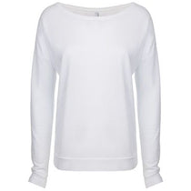 Next Level Women's White Terry Long-Sleeve Scoop Tee