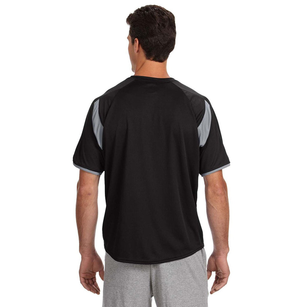 Russell Athletic Men's Black/Rock Dri-Power T-Shirt with Colorblock Inserts