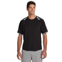Russell Athletic Men's Black/Rock Dri-Power T-Shirt with Colorblock Inserts