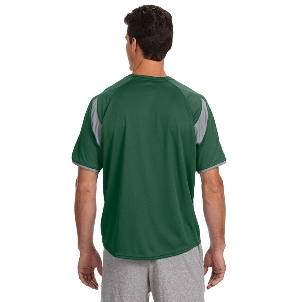 Russell Athletic Men's Dark Green/Rock Dri-Power T-Shirt with Colorblock Inserts