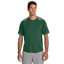 Russell Athletic Men's Dark Green/Rock Dri-Power T-Shirt with Colorblock Inserts