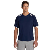 Russell Athletic Men's Navy/White Dri-Power T-Shirt with Colorblock Inserts