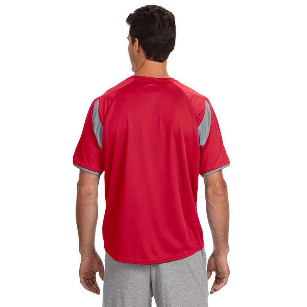 Russell Athletic Men's True Red/Rock Dri-Power T-Shirt with Colorblock Inserts