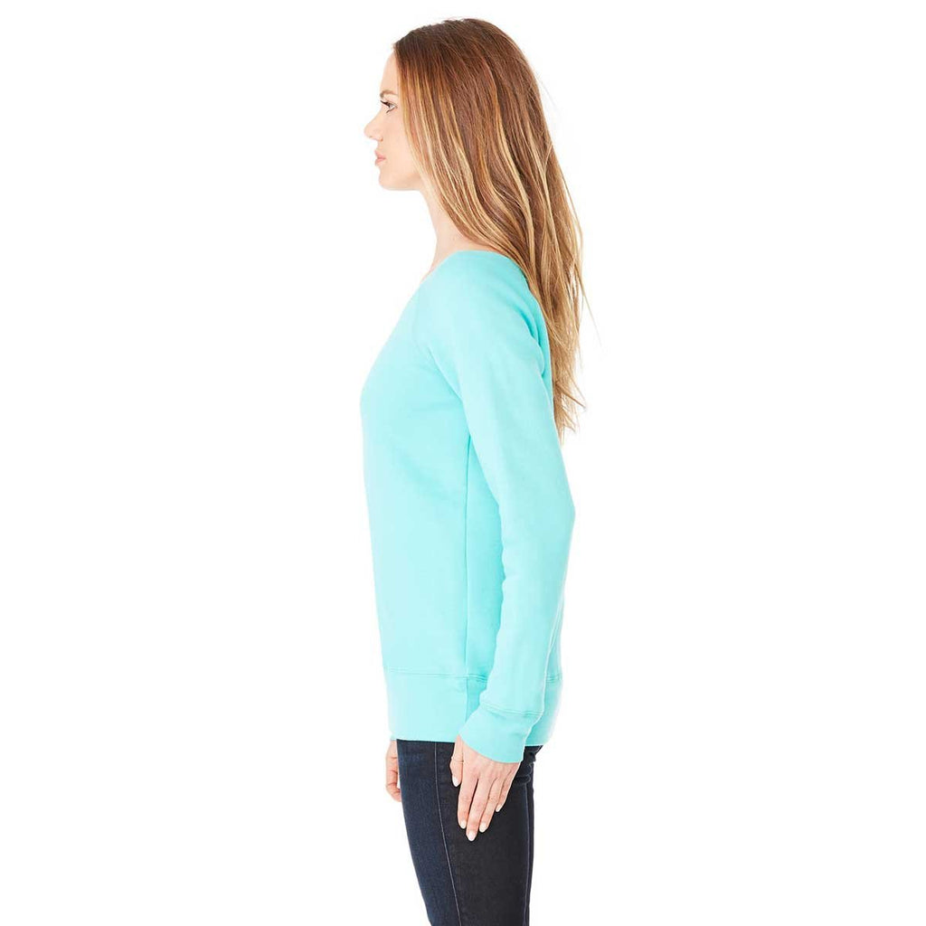Bella + Canvas Women's Teal Wide Neck Sweatshirt