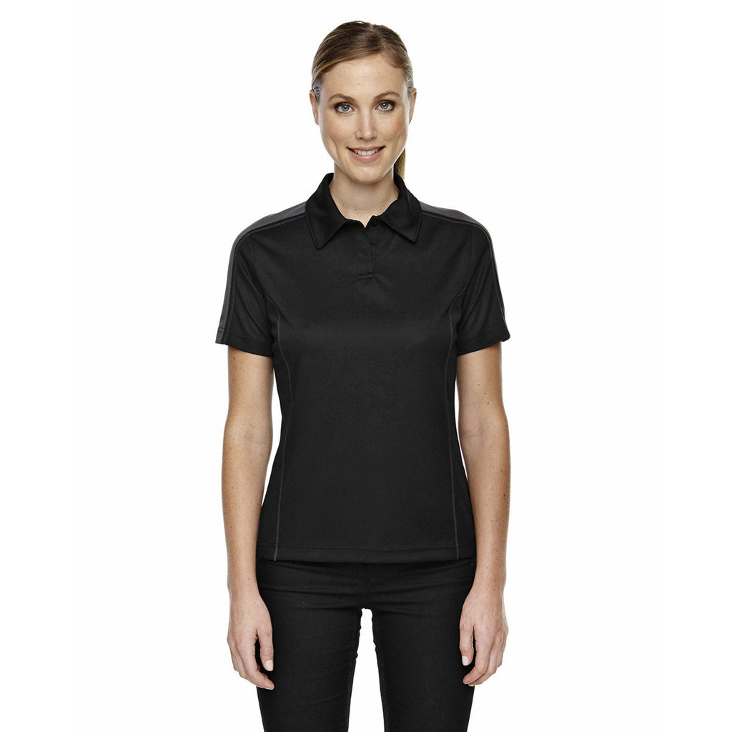 Extreme Women's Black/Black Silk Eperformance Pique Colorblock Polo