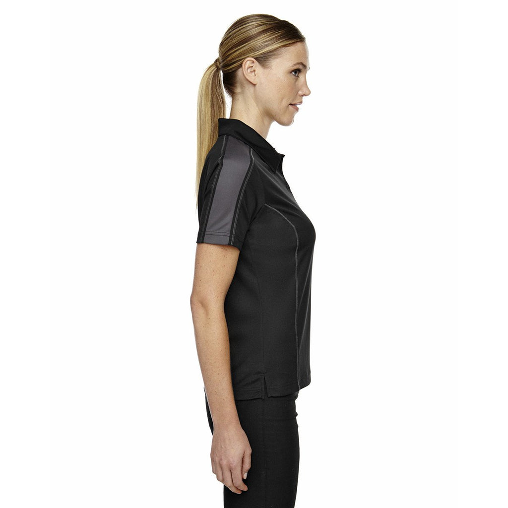 Extreme Women's Black/Black Silk Eperformance Pique Colorblock Polo
