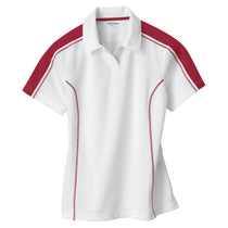 Extreme Women's White/Classic Red Eperformance Pique Colorblock Polo