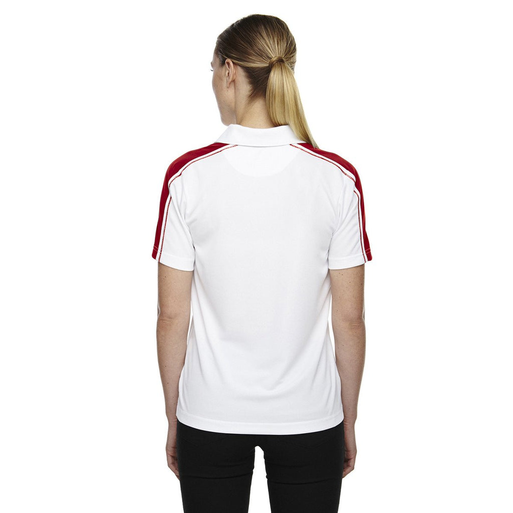 Extreme Women's White/Classic Red Eperformance Pique Colorblock Polo