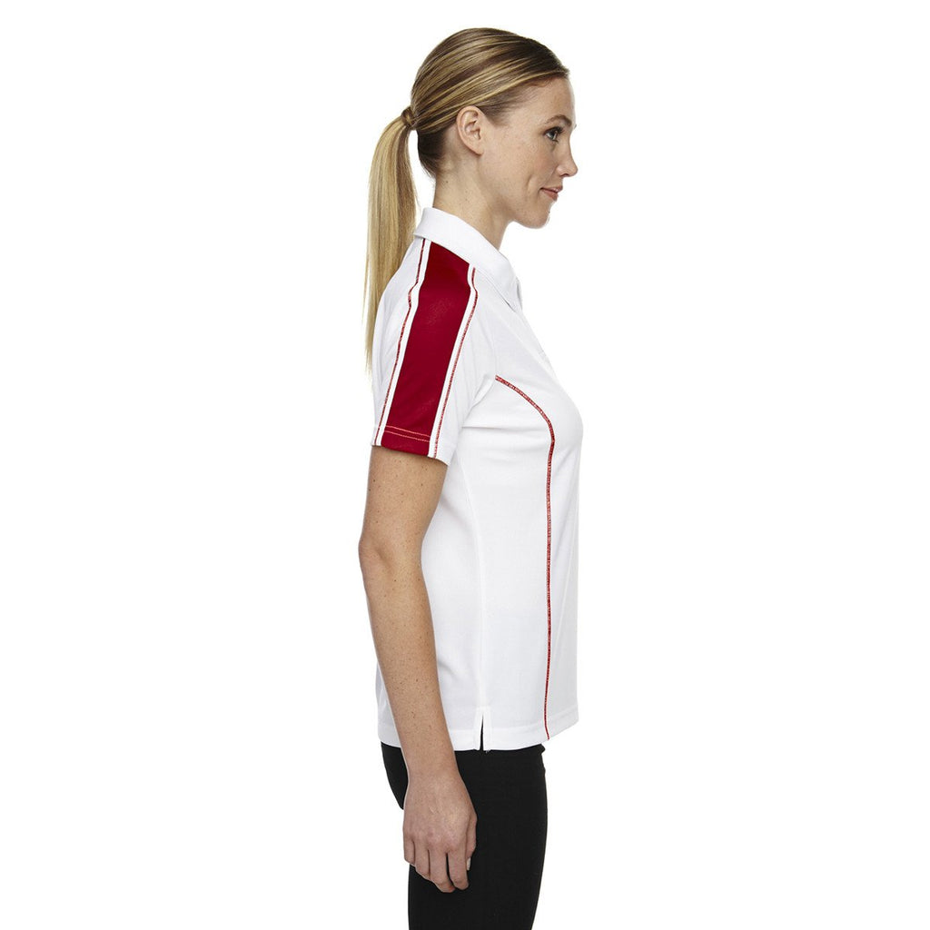 Extreme Women's White/Classic Red Eperformance Pique Colorblock Polo