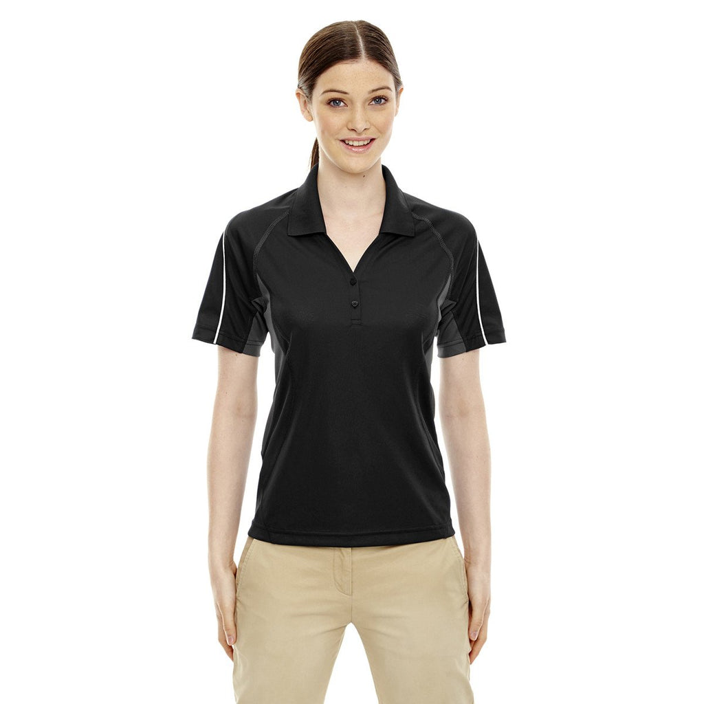Extreme Women's Black Eperformance Parallel Snag Protection Polo with Piping