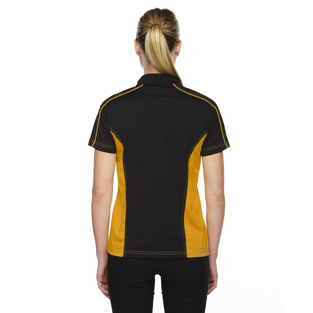 Extreme Women's Black/Campus Gold Eperformance Fuse Snag Protection Plus Colorblock Polo