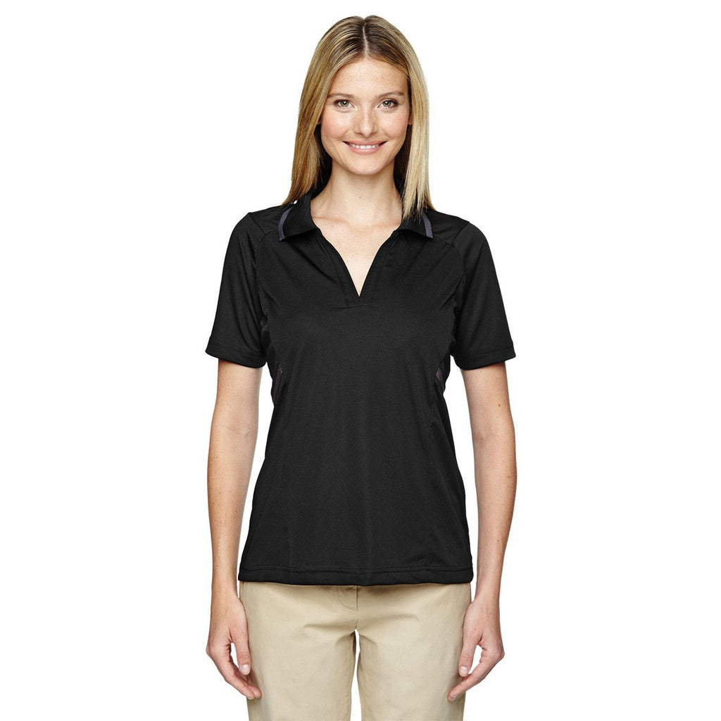 Extreme Women's Black Eperformance Propel Interlock Polo with Contrast Tape