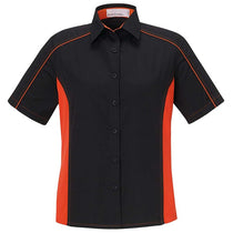 North End Women's Black/Orange Fuse Colorblock Twill Shirt