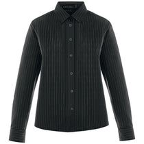 North End Women's Black Align Wrinkle-Resistant Dobby Vertical Striped Shirt