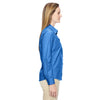 North End Women's Deep Blue Align Wrinkle-Resistant Dobby Vertical Striped Shirt