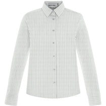 North End Women's White Align Wrinkle-Resistant Dobby Vertical Striped Shirt