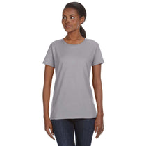 Anvil Women's Heather Grey Midweight Mid-Scoop T-Shirt