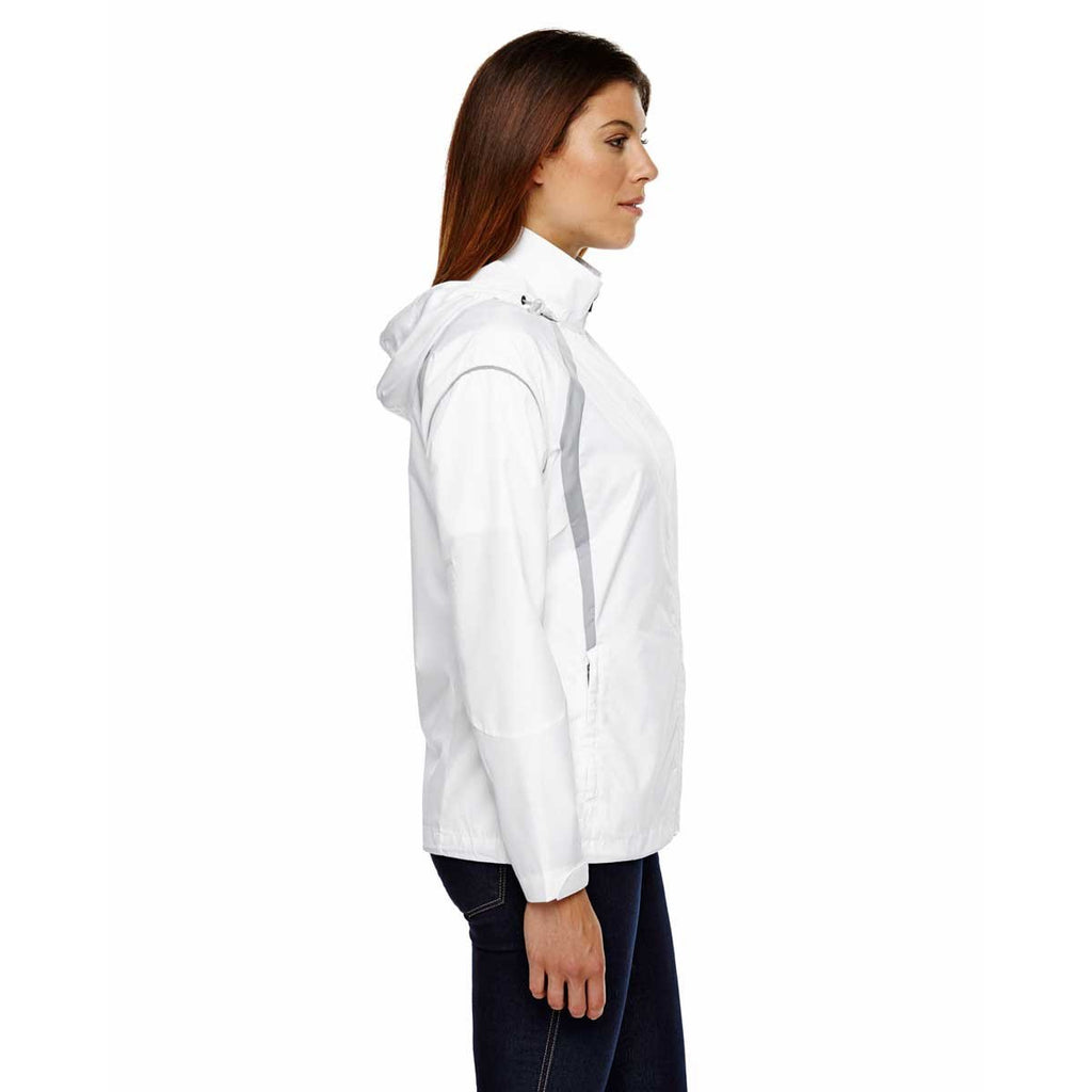 North End Women's White Sirius Jacket with Embossed Print