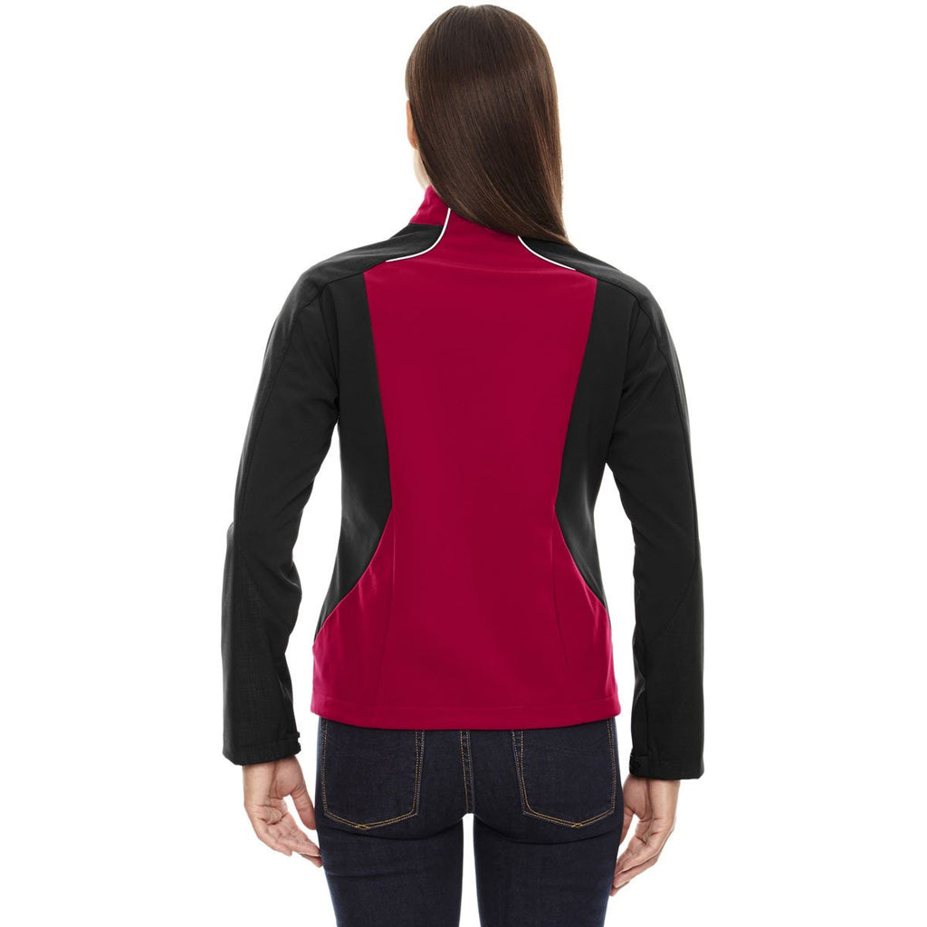 North End Women's Classic Red Terrain Colorblock Soft Shell with Embossed Print