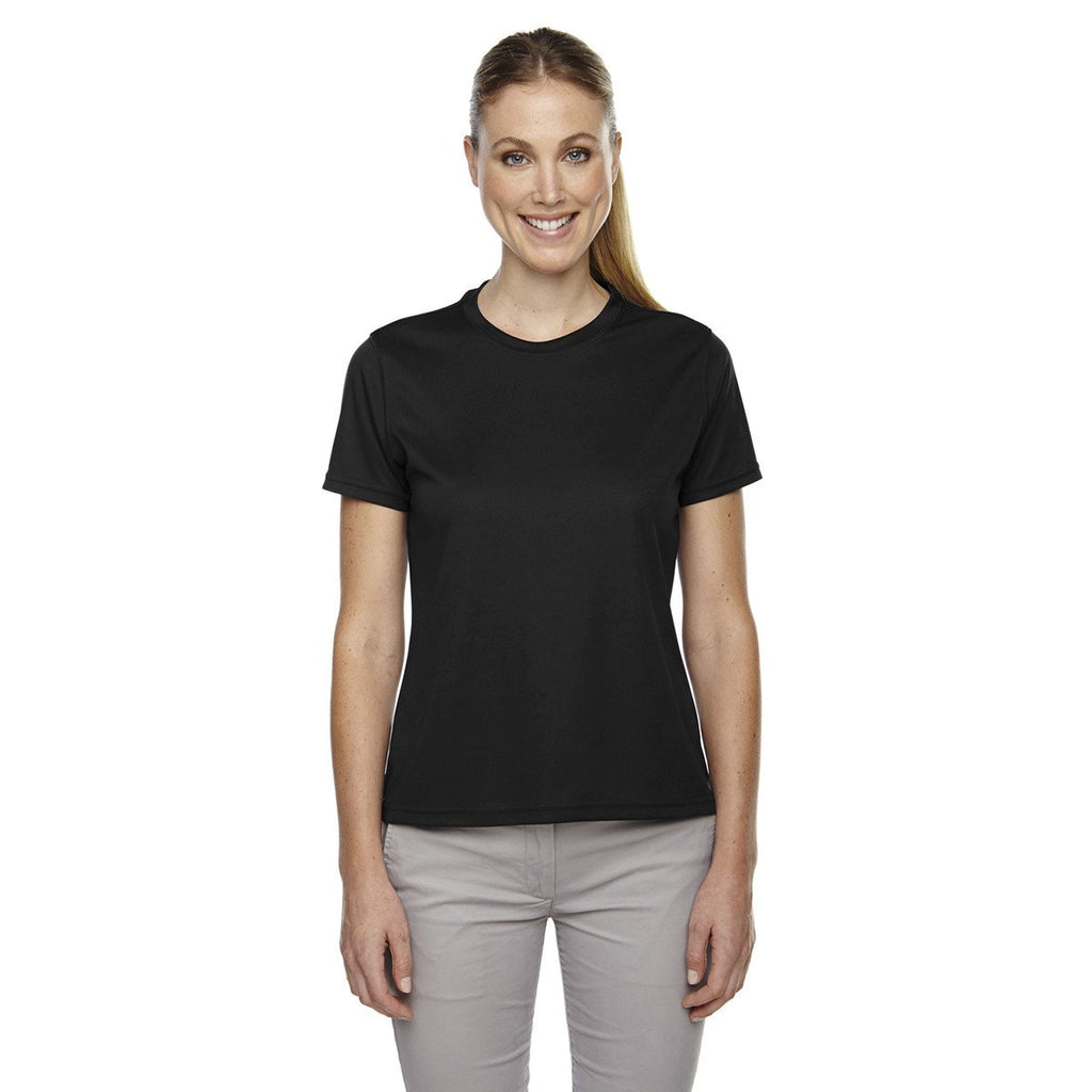 Core 365 Women's Black Pace Performance Pique Crewneck