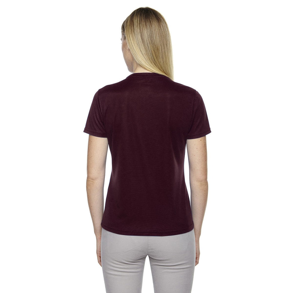 Core 365 Women's Burgundy Pace Performance Pique Crewneck
