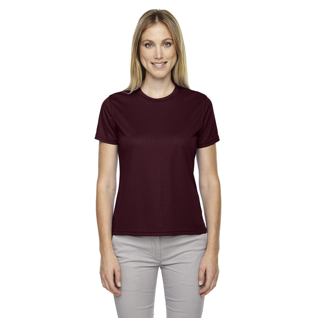 Core 365 Women's Burgundy Pace Performance Pique Crewneck