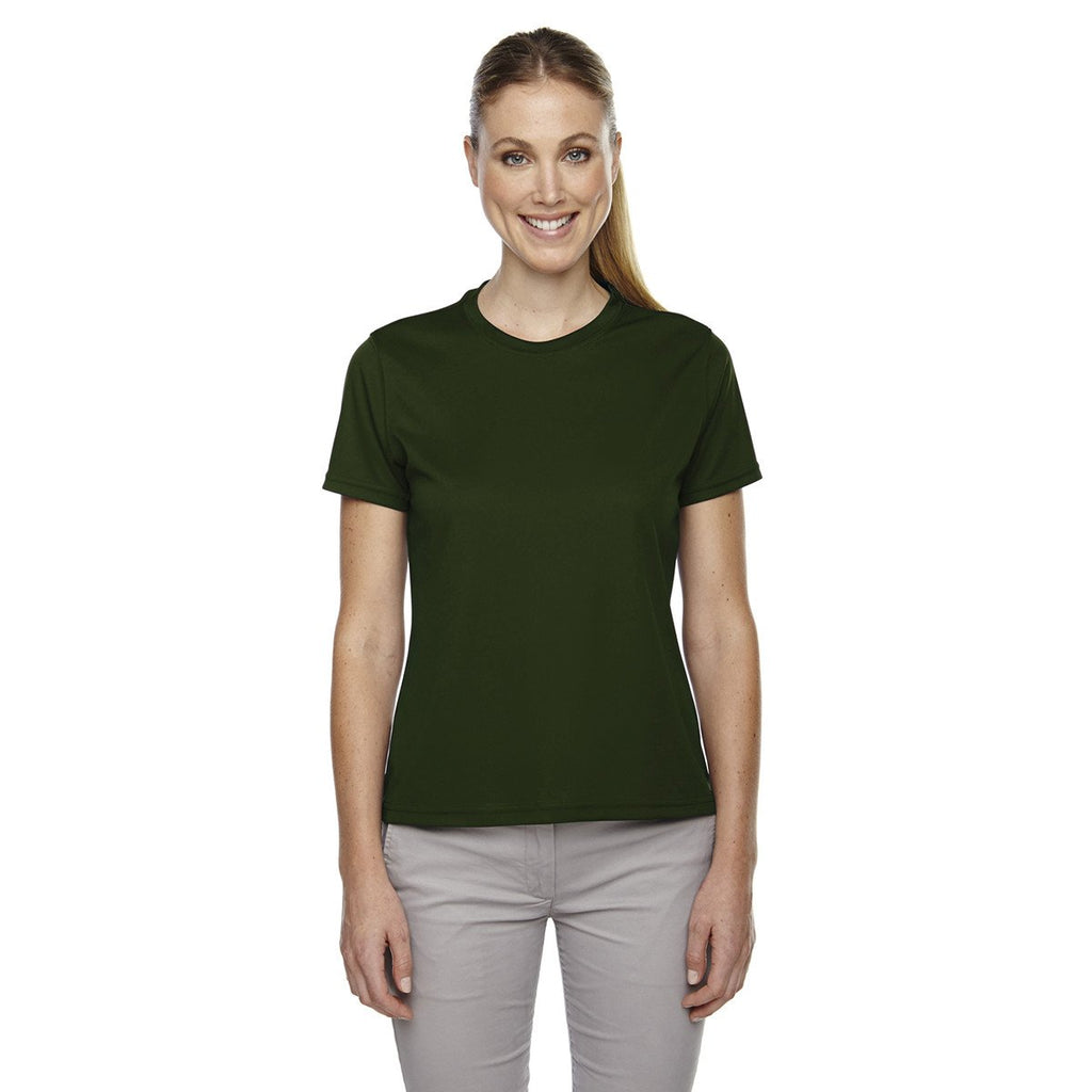 Core 365 Women's Forest Green Pace Performance Pique Crewneck