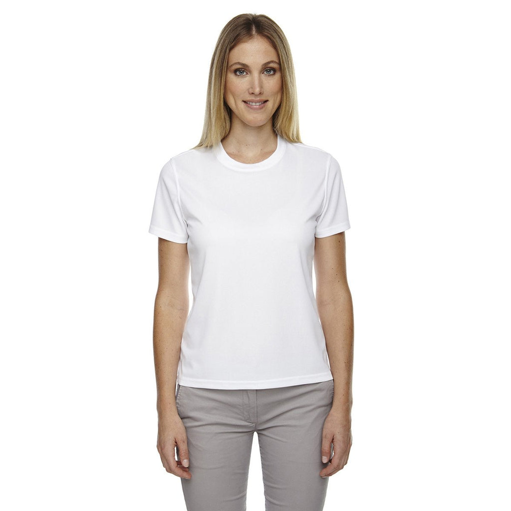 Core 365 Women's White Pace Performance Pique Crewneck